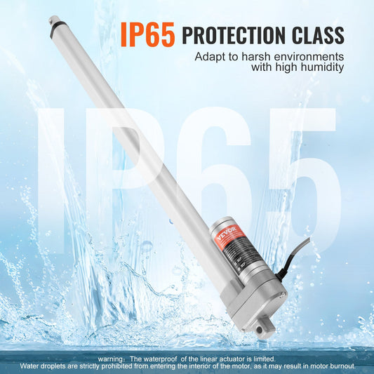 Waterproof Linear Actuator 12V, 0.5m, 3000N, 1.73kg, 5mm/s, IP65 Rated