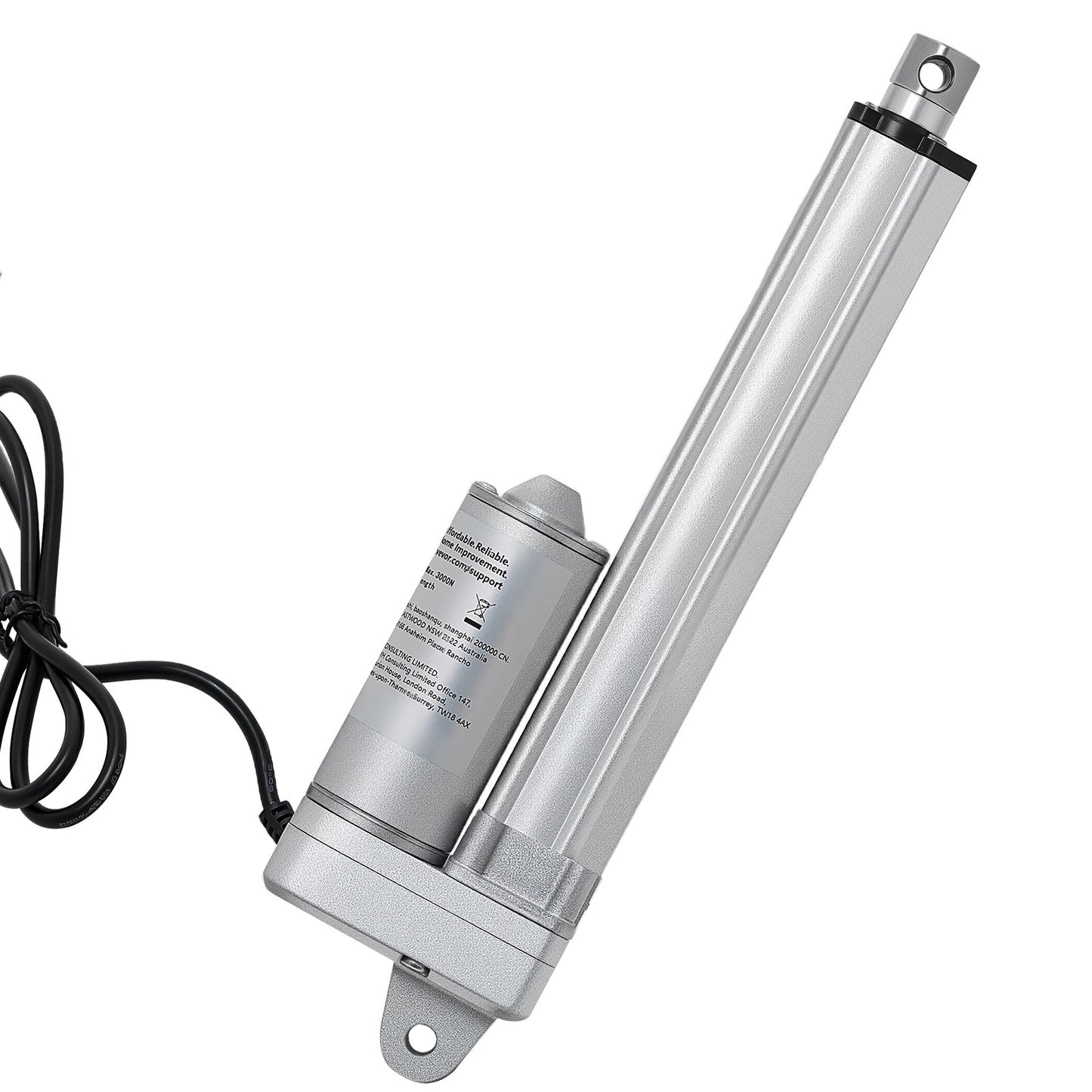 12V Linear Actuator, 152.4mm Stroke IP65 Waterproof Linear Actuator, 3000N 5mm/s Motion Actuators with Mounting Brackets for Solar Trackers, Industrial Machinery, Door Opener