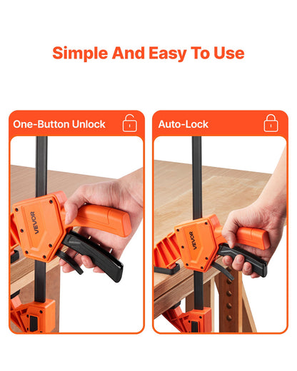 Bar Clamps for Woodworking, 2-Pack 30.48 cm One-Handed Clamp/Spreader, Quick-Grip F-Clamp with 154 kg Load Limit, Premium Plastic and Carbon Steel, for Woodworking Metal working, Orange + Black