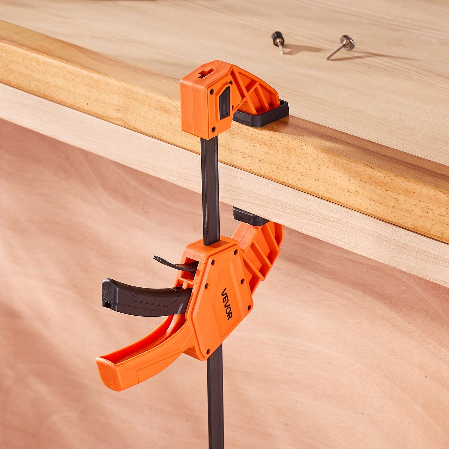 Bar Clamps for Woodworking, 2-Pack 30.48 cm One-Handed Clamp/Spreader, Quick-Grip F-Clamp with 154 kg Load Limit, Premium Plastic and Carbon Steel, for Woodworking Metal working, Orange + Black