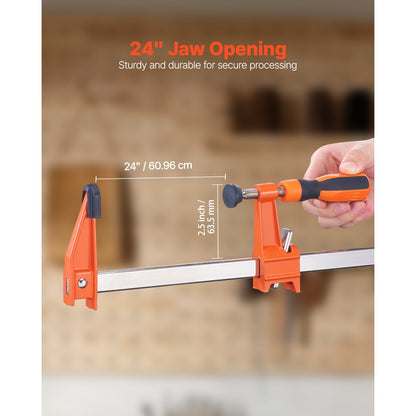 VEVOR Bar Clamps for Woodworking 2-Pack 61 cm Opening Lockable F Clamp Cast Iron