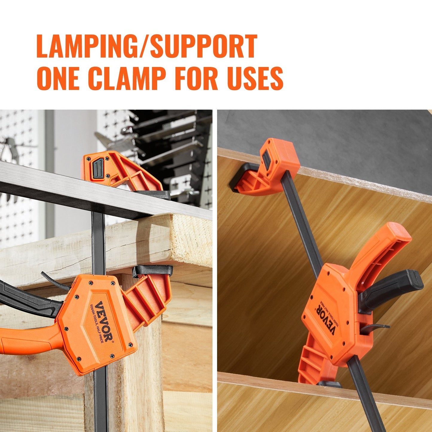 Two-Pack 0.61m One-Handed Clamp/Spreader for Wood & Metal, 136kg Load Capacity