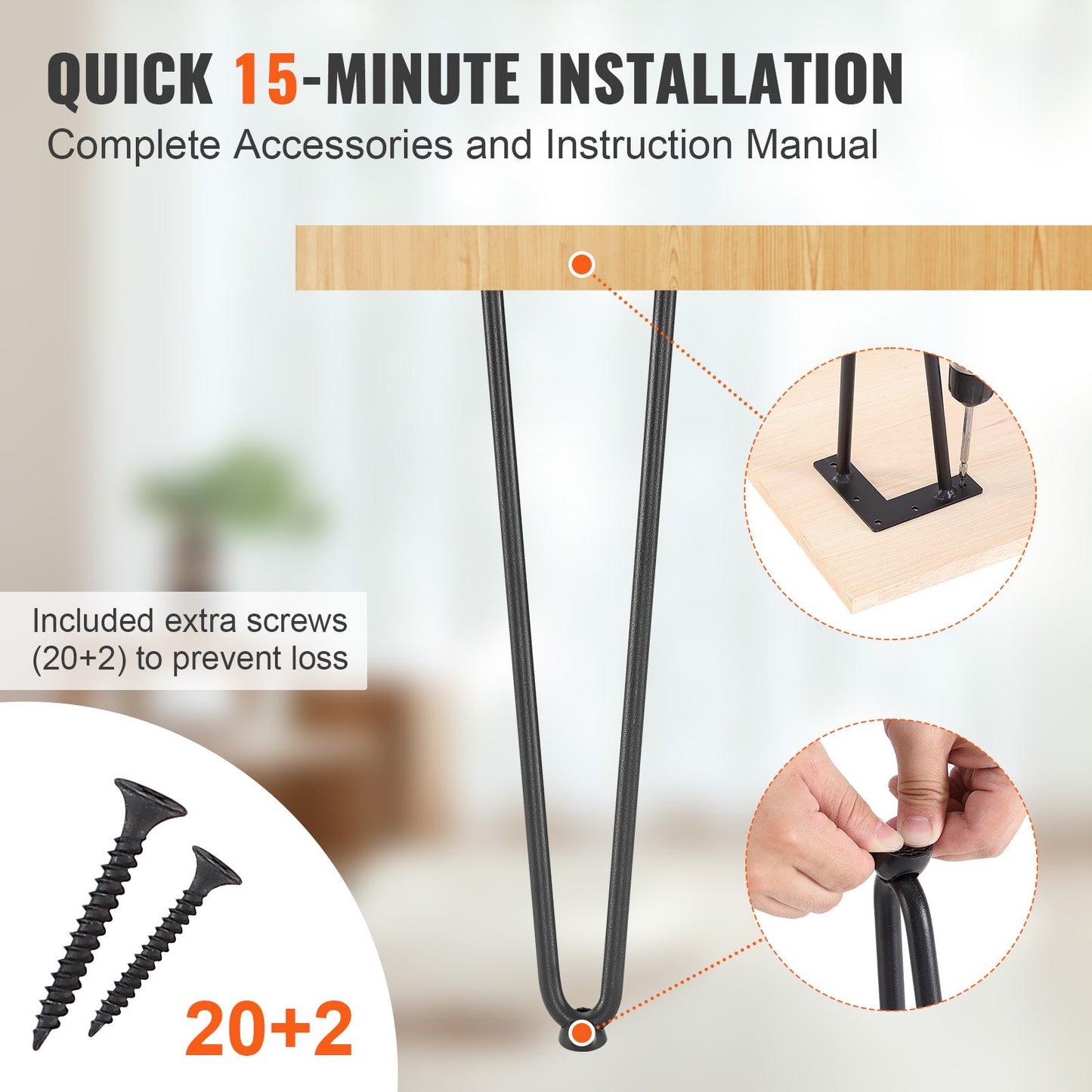 VEVOR 406.4MM Hairpin Furniture Legs, Metal Home DIY Projects for Nightstand, Coffee