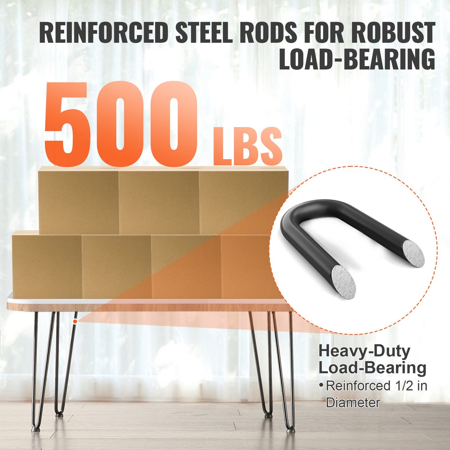 VEVOR 482.6MM Hairpin Furniture Legs, Metal Home DIY Projects for Nightstand, Coffee