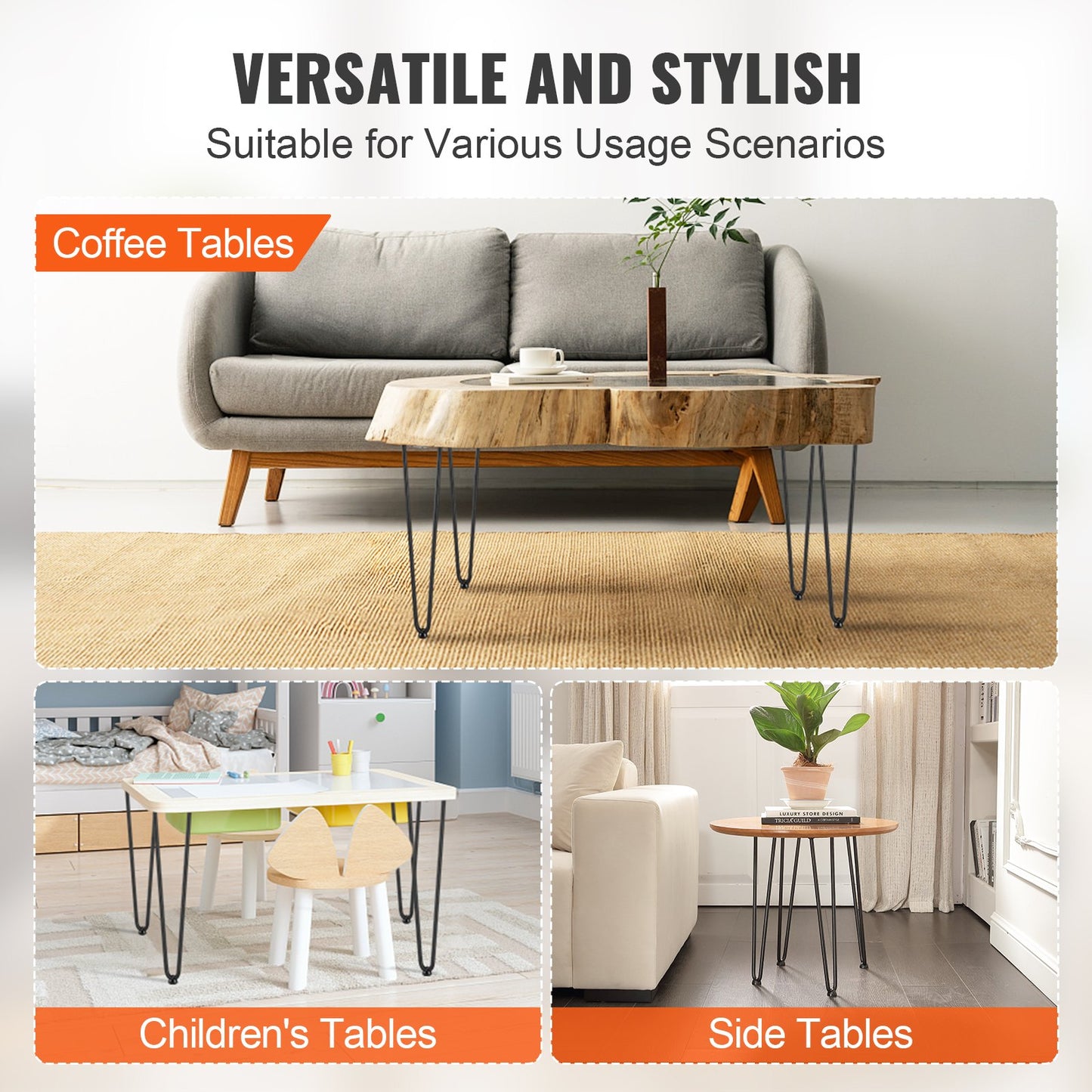 VEVOR 482.6MM Hairpin Furniture Legs, Metal Home DIY Projects for Nightstand, Coffee