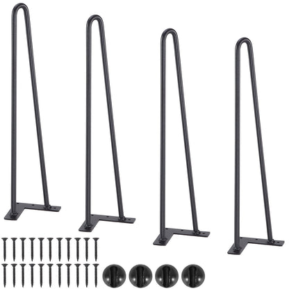 Sturdy 0.48m Hairpin Table Legs, 227kg Capacity with Rubber Protectors, 4-Pack