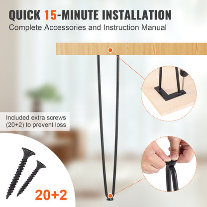 VEVOR 711.2MM Hairpin Furniture Legs, Metal Home DIY Projects for Nightstand, Coffee