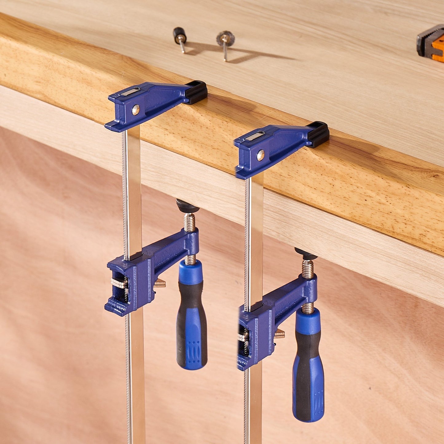 Bar Clamps for Woodworking, 4-Pack 91.4 cm Opening, Lockable F-Clamp with 272 kg Load Limit, 63.5 mm Depth, Cast Iron and Carbon Steel, Easy to Use, Wood Clamps for Woodworking Metal Working
