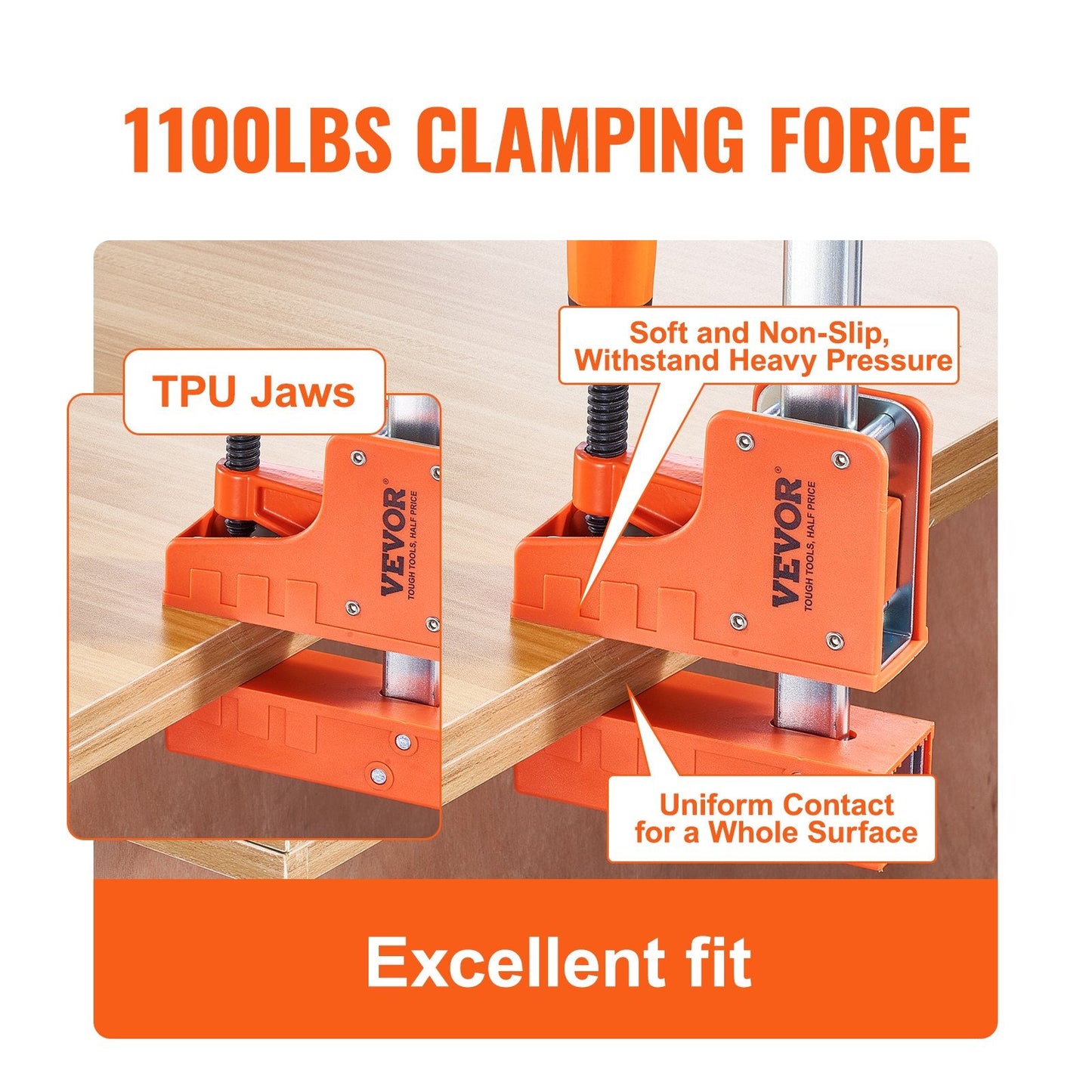 Woodworking Bar Clamps, 2-Pack 1.27m Parallel Set, 500kg Load Capacity