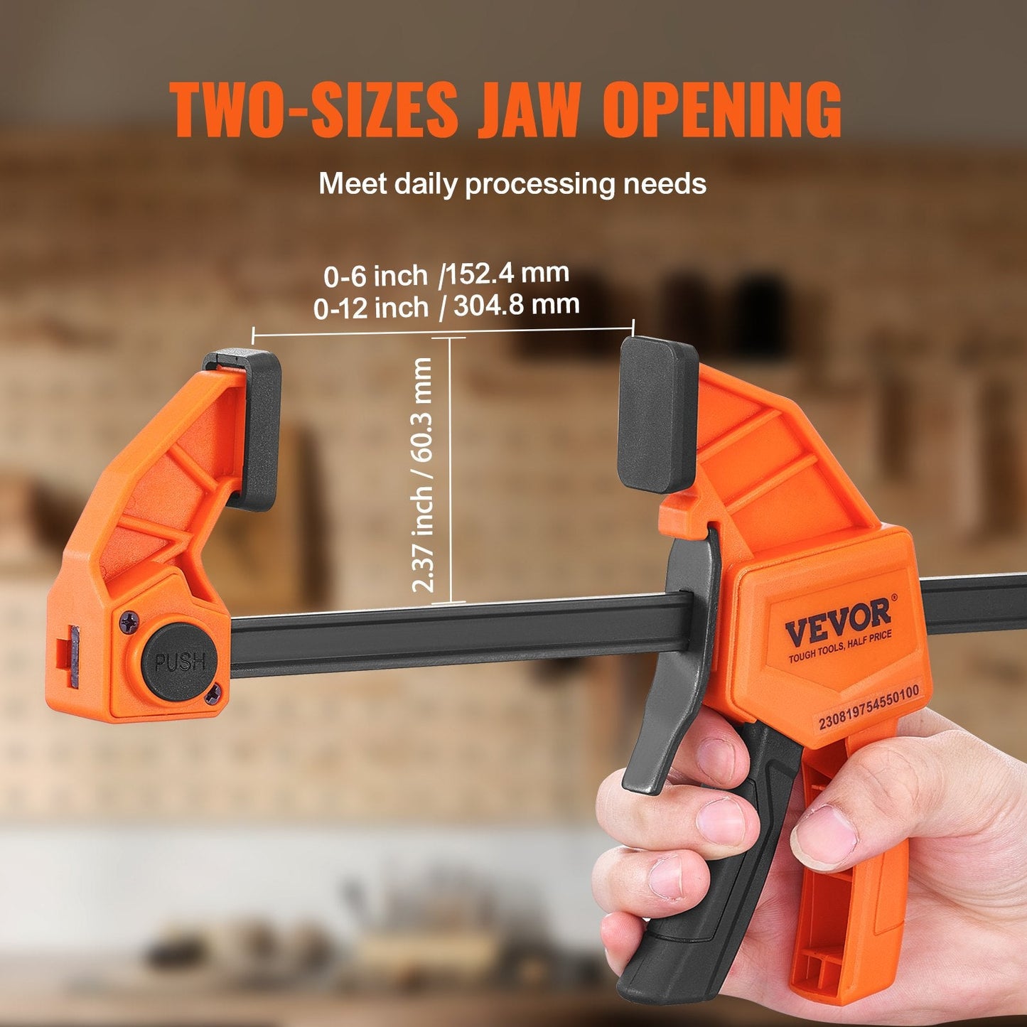 Woodworking Bar Clamps Set: 4-Pack 0.15m & 2-Pack 0.3m Quick-Change Clamps