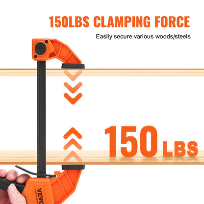 VEVOR Bar Clamps for Woodworking, 4-Pack 6" and 2-Pack 12" One-Handed Clamp/Spreader,