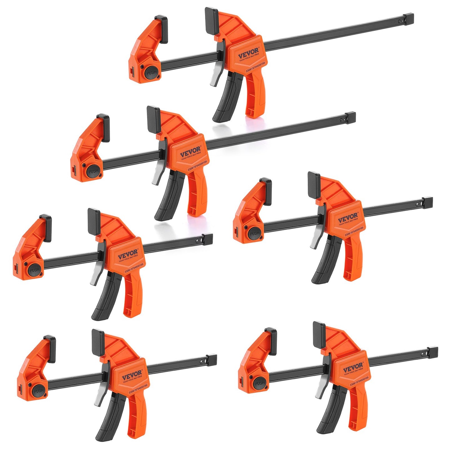 VEVOR Bar Clamps for Woodworking, 4-Pack 6" and 2-Pack 12" One-Handed Clamp/Spreader,