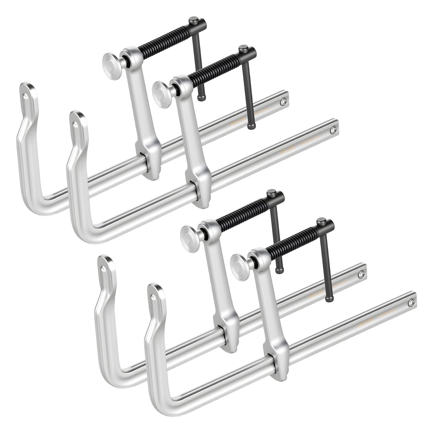 Bar Clamps for Woodworking, 4-Pack, 30.48 cm Opening, 12 cm Throat Depth, 545 kg Load Limit, Sturdy Steel Forging and Casting, with Swivel Jaw and T-Handle, for Wood Working and Metal Working