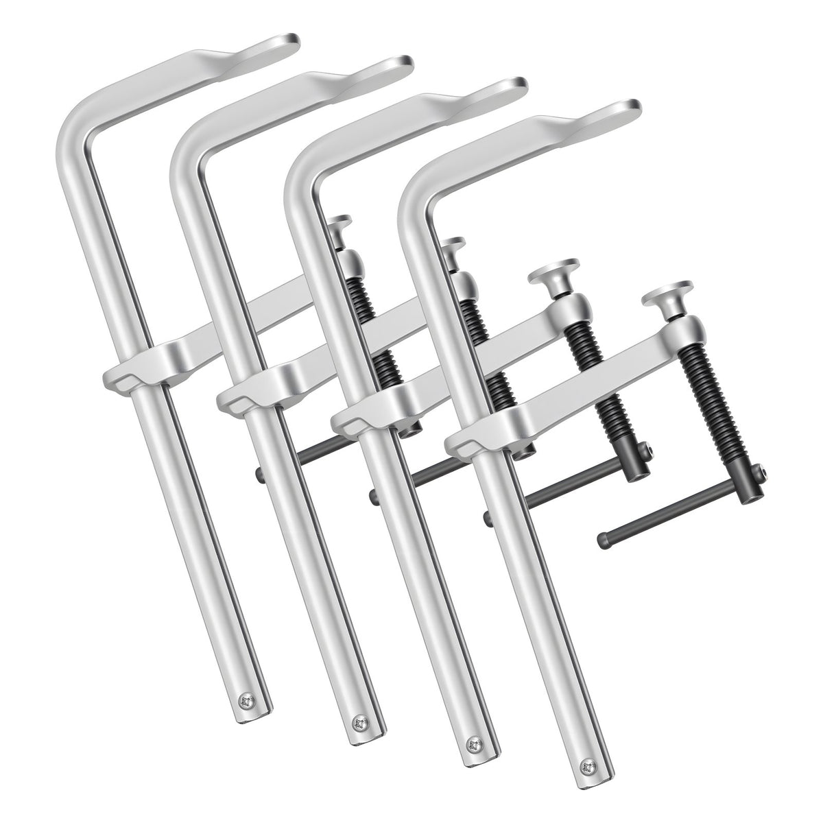 Bar Clamps for Woodworking, 4-Pack, 30.48 cm Opening, 12 cm Throat Depth, 545 kg Load Limit, Sturdy Steel Forging and Casting, with Swivel Jaw and T-Handle, for Wood Working and Metal Working