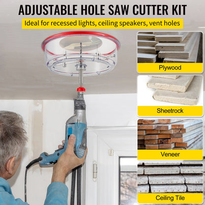 VEVOR Adjustable Hole Saw Cutter Kit, 1-5/8\" to 11-13 /16\" (40-300 mm), Recessed