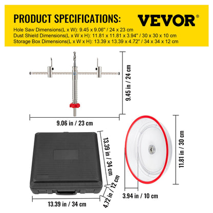 VEVOR Adjustable Hole Saw Cutter Kit, 1-5/8" to 8" (40-200 mm), Two Replaceable