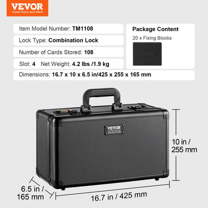 VEVOR Graded Card Storage Box, 4 Slots, Graded Sports Cards Holder Carrying Case