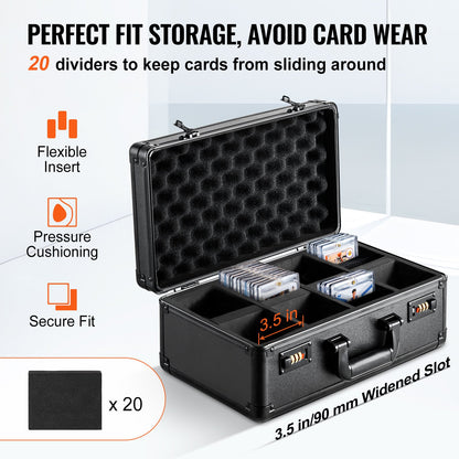VEVOR Graded Card Storage Box, 4 Slots, Graded Sports Cards Holder Carrying Case