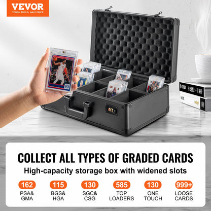 VEVOR Graded Card Storage Box, 5 Slots, Graded Sports Cards Holder Carrying Case