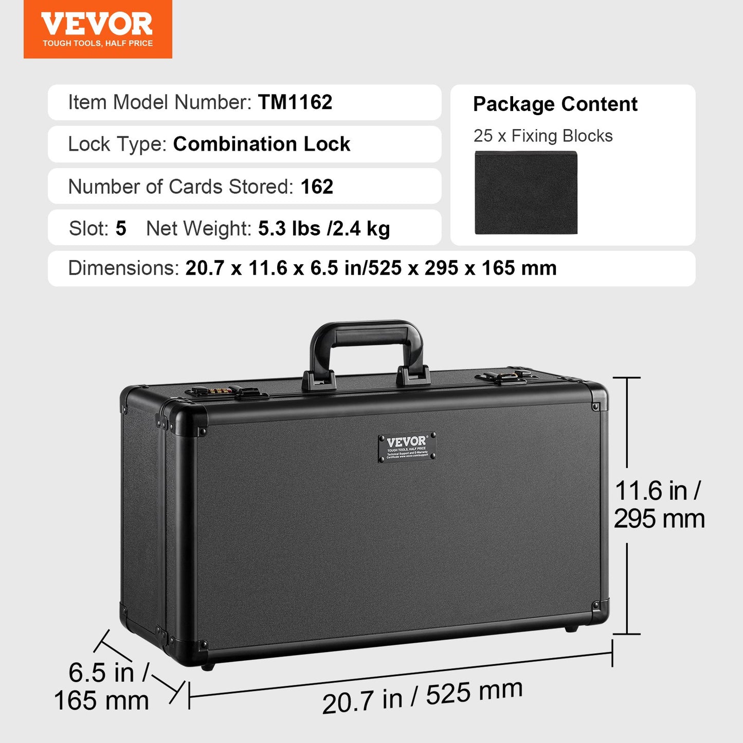 VEVOR Graded Card Storage Box, 5 Slots, Graded Sports Cards Holder Carrying Case