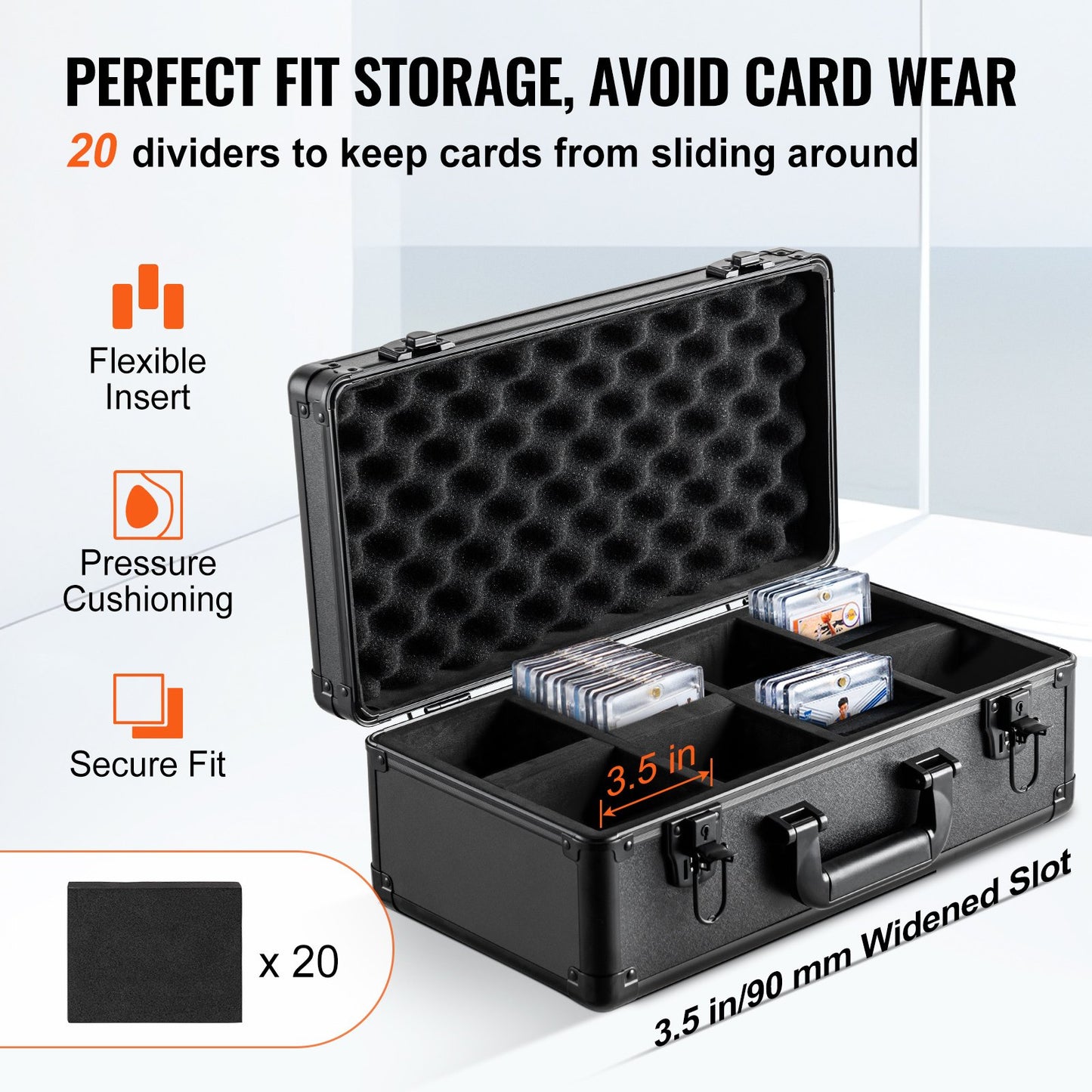 VEVOR Graded Card Storage Box, 4 Slots, Graded Sports Cards Holder Carrying Case