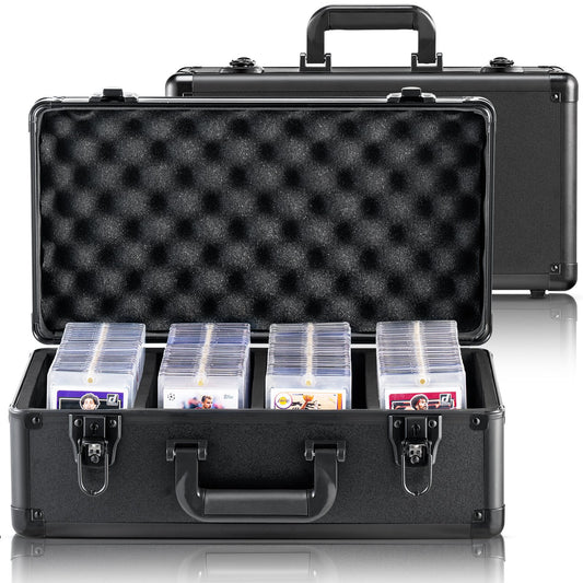 VEVOR Graded Card Storage Box, 4 Slots, Graded Sports Cards Holder Carrying Case