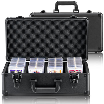 VEVOR Graded Card Storage Box, 4 Slots, Graded Sports Cards Holder Carrying Case