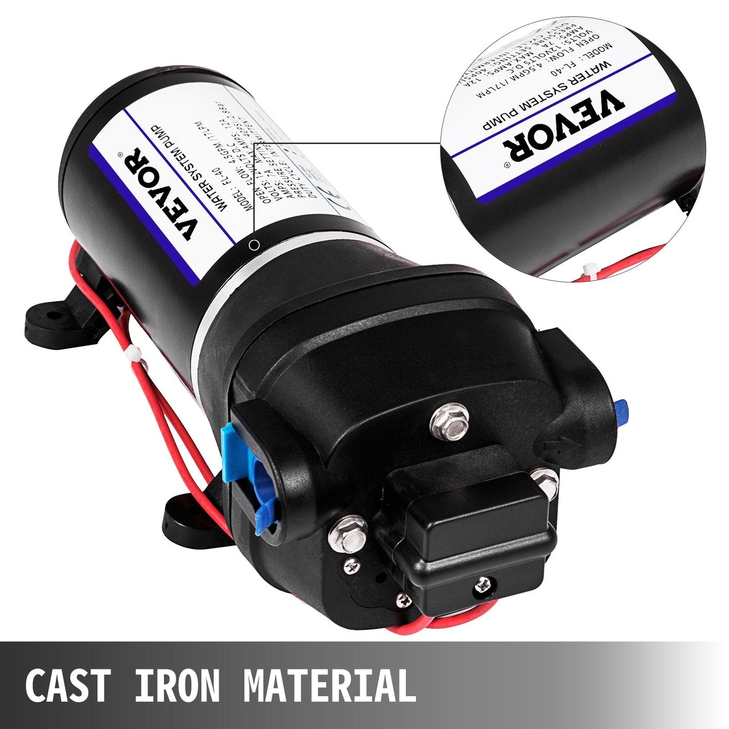 12V High Pressure Diaphragm Pump, 17L/Min Misting Sprayer for RV/Boat/Garden