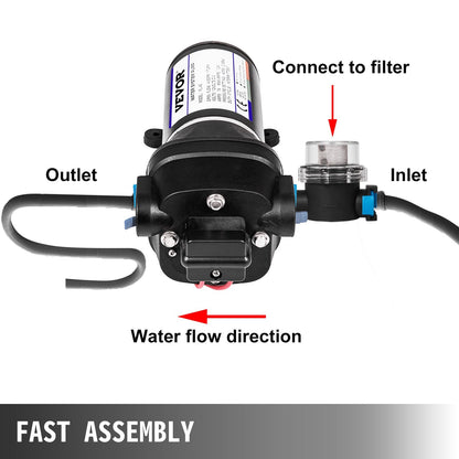 12V High Pressure Diaphragm Pump, 17L/Min Misting Sprayer for RV/Boat/Garden