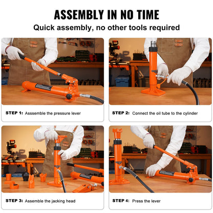 4 Ton Portable Hydraulic Jack Kit with 1.2 m Hose for Auto Body Repair