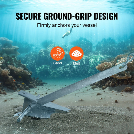 Galvanized Steel Fluke Anchor Kit with Chain, Rope & Shackles (6 kg)