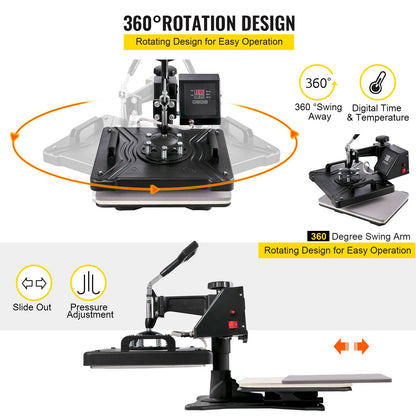 New Digital Clamshell 12" X 15" (29 X 38cm) Heat Transfer Press T-Shirt Sublimation