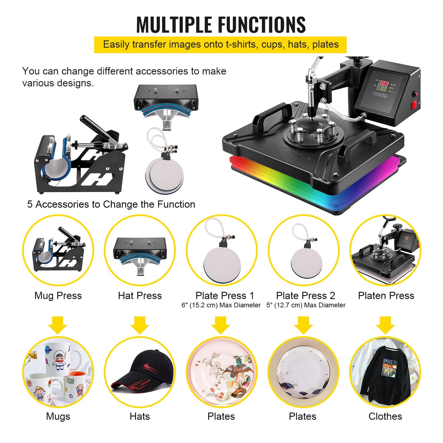 New Digital Clamshell 12" X 15" (29 X 38cm) Heat Transfer Press T-Shirt Sublimation