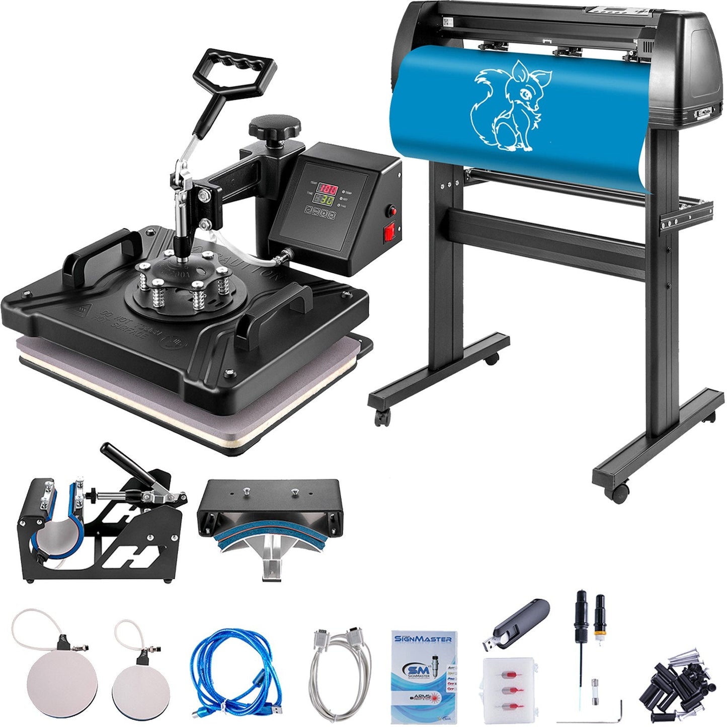 5-in-1 Heat Press & 0.7m Vinyl Cutter Plotter with Accessories