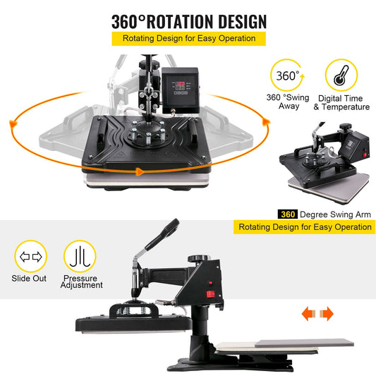 5-in-1 Heat Press & 0.7m Vinyl Cutter Plotter with Accessories