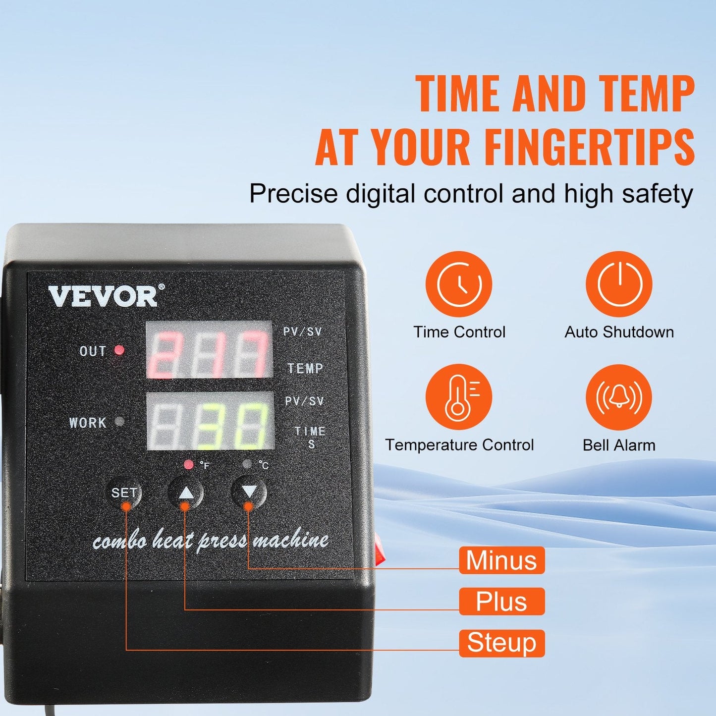 1400W 8-in-1 Heat Press Machine with Digital Controller & 360° Rotation