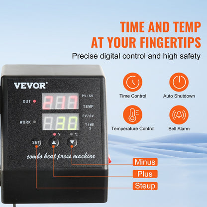 1400W 8-in-1 Heat Press Machine with Digital Controller & 360° Rotation