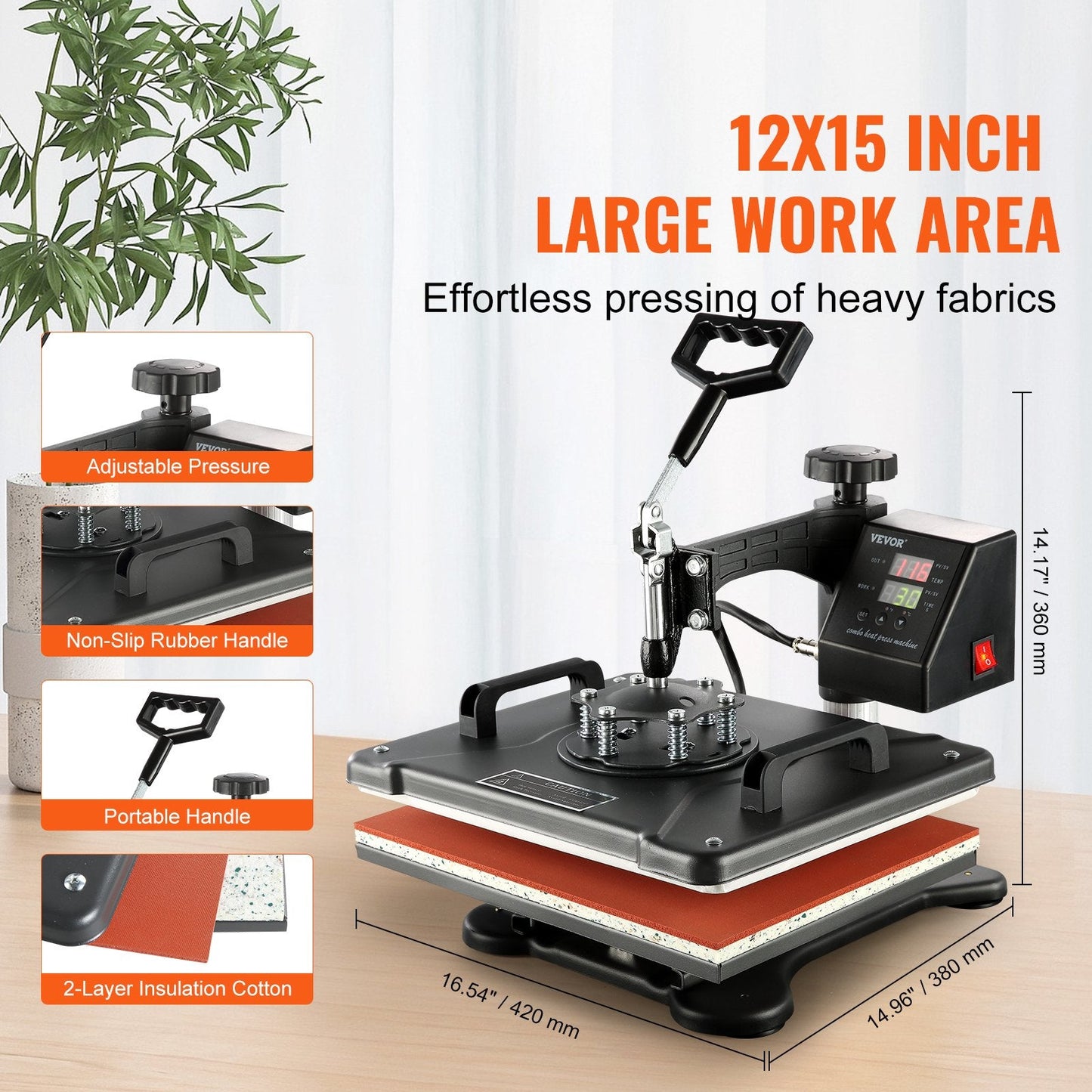 1400W 8-in-1 Heat Press Machine with Digital Controller & 360° Rotation