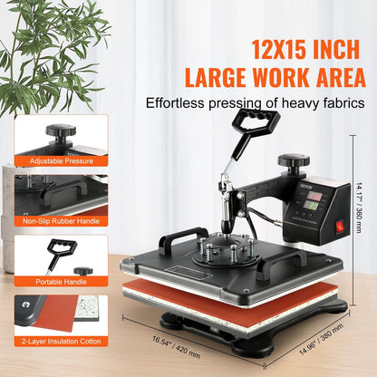 1400W 8-in-1 Heat Press Machine with Digital Controller & 360° Rotation