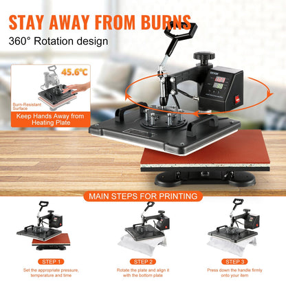 1400W 8-in-1 Heat Press Machine with Digital Controller & 360° Rotation