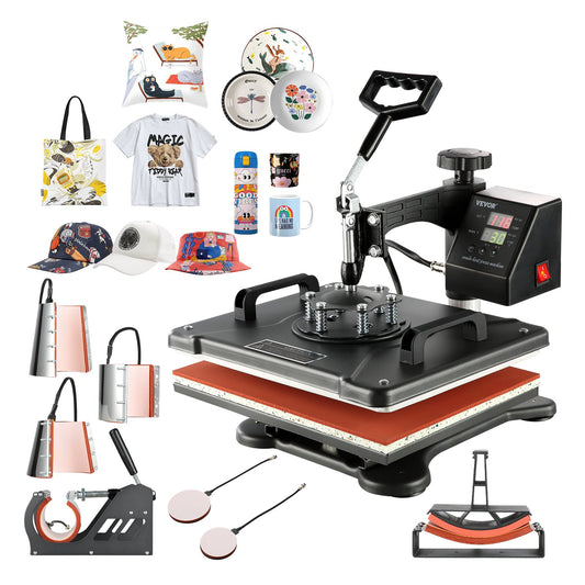 VEVOR 1400W Heat Press Machine 8 In 1 Sublimation Steel Frame Heat Presses with