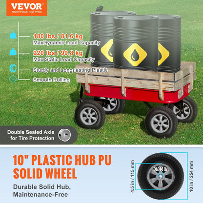 Solid PU Run-Flat Tire Wheels, 0.25m, 2-Pack, 81.6 kg Dynamic Load Capacity