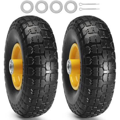 Solid PU Run-Flat Tires, 254 mm, 2-Pack, 181 kg Load, for Carts & Trailers