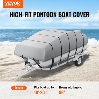 Waterproof 800D Pontoon Boat Cover for 5.8-6.1m Boats with Storage Bag