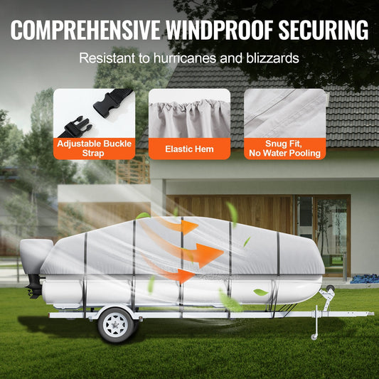 Waterproof 800D Pontoon Boat Cover for 5.8-6.1m Boats with Storage Bag