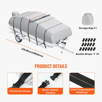 Durable 800D Waterproof Pontoon Boat Cover for 7-7.3 Meter Boats with Bag