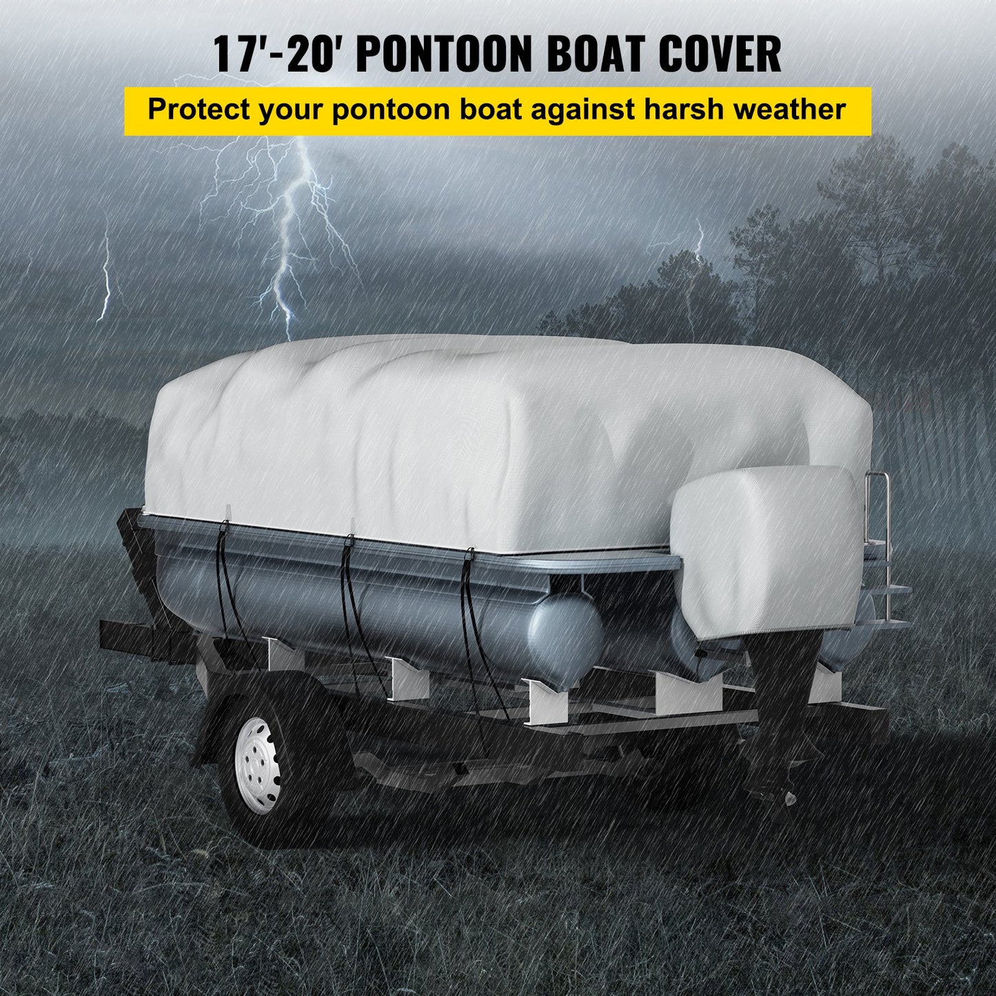 VEVOR Pontoon Boat Cover, Fit for 17\'-20\' Boat, Heavy Duty 600D Marine Grade Oxford