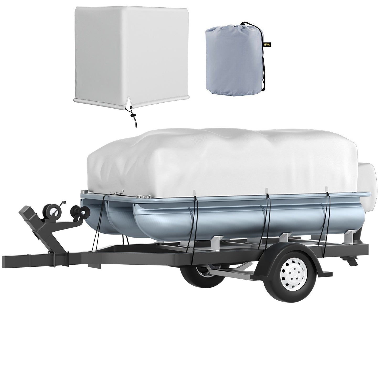 VEVOR Pontoon Boat Cover, Fit for 17\'-20\' Boat, Heavy Duty 600D Marine Grade Oxford