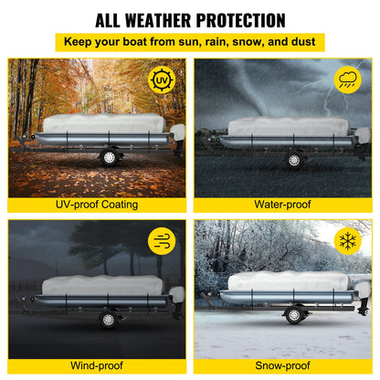 VEVOR Pontoon Boat Cover, Fit for 25\'-28\' Boat, Heavy Duty 600D Marine Grade Oxford