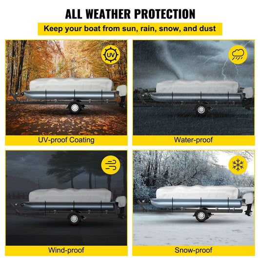 Heavy Duty Marine Pontoon Boat Cover, Fits 7.6m-8.5m Boats, UV & Waterproof